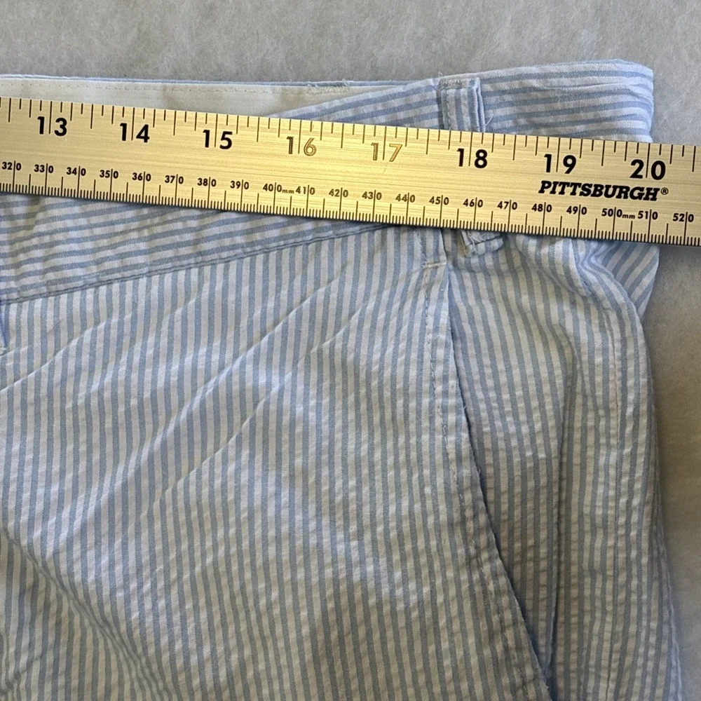 Castaway Nantucket Island Men Embroidered Cape Cod Blue Seersucker Shorts 40x8